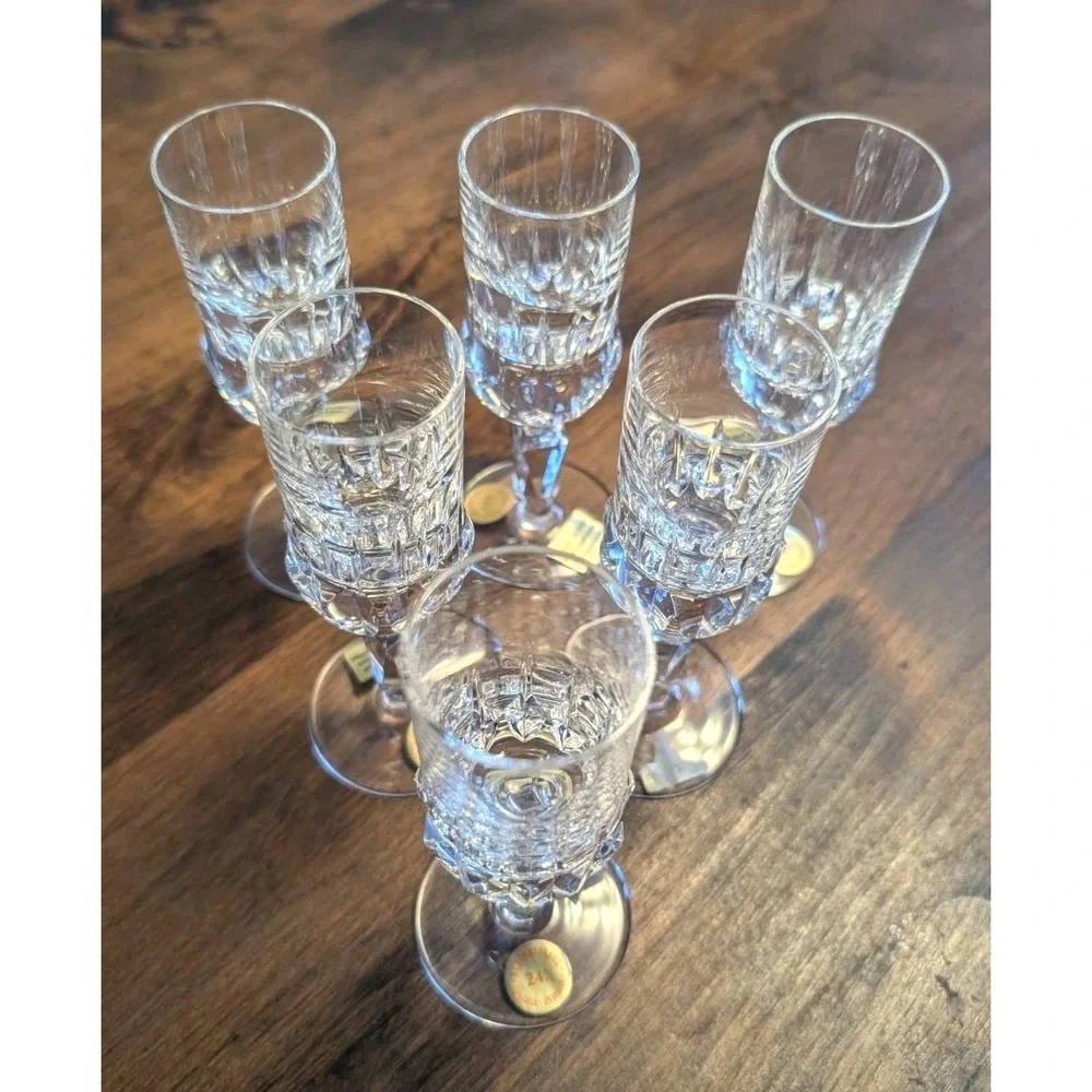 Vintage Bavaria Germany 24% Lead Crystal Cordial Liqueur Glasses Set of 6